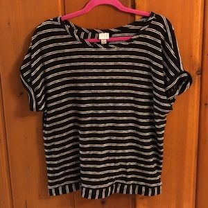 Never been worn - striped open/tie back shirt